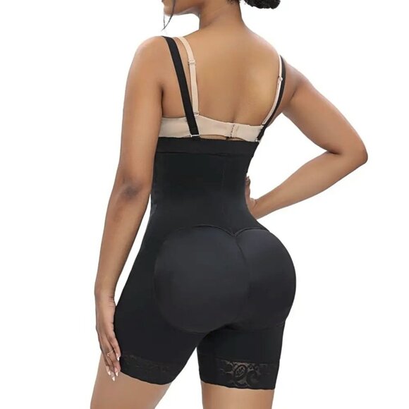 Mid-Thigh Post-Surgical Compression Body Shaper Detachable Straps Zipper Crotch - Picture 2 of 8